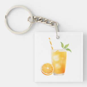 Porte-clefs Jus d'orange à l'aquarelle