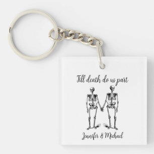 Porte-clefs Jusqu'à la mort nous séparons Skeleton Couple Name