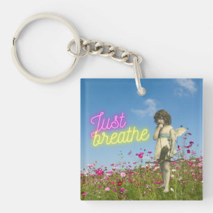 Porte-clefs Just Breathe Ange Vintage Altered Art
