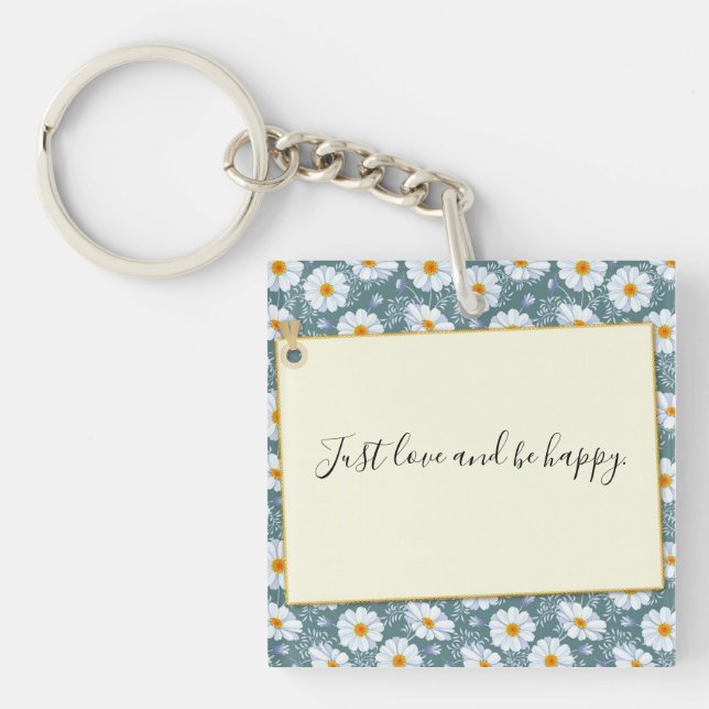 Porte-clefs Juste aimer et être heureux bouton (Devant)
