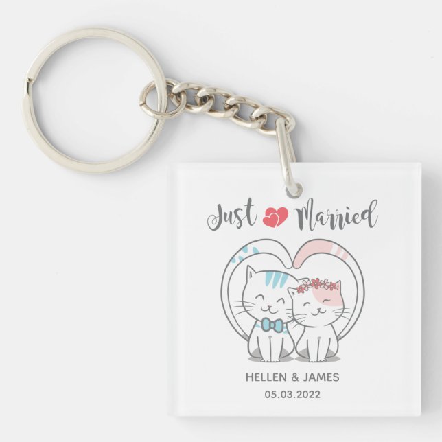 Porte-clefs Juste marié Mariage de chat (Devant)