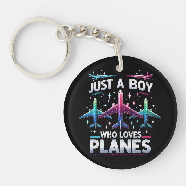 Porte-clefs Juste un garçon qui aime les avions (Devant)