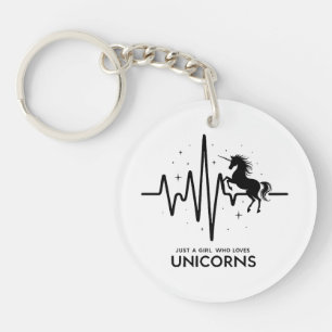 Porte-clefs Juste une fille amour pour licornes battement de c