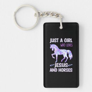 Porte-clefs Juste une fille qui aime Jésus et les chevaux chré
