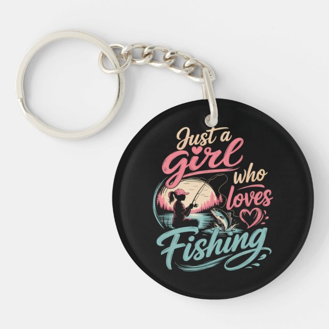 Porte-clefs Juste Une Fille Qui Aime La Pêche (Devant)