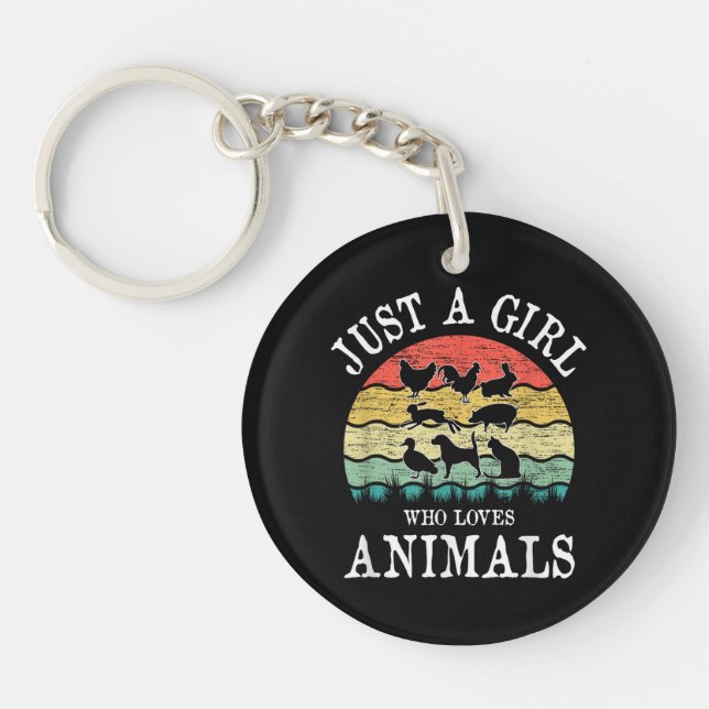Porte-clefs Juste une fille qui aime les animaux (Devant)