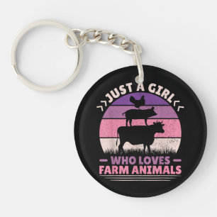 Porte-clefs Juste Une Fille Qui Aime Les Animaux Agricoles Aim