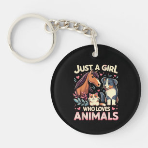 Porte-clefs Juste Une Fille Qui Aime Les Animaux Mignon Amoure