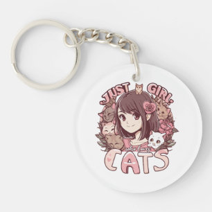Porte-clefs juste une fille qui aime les chats