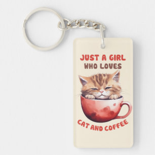 Porte-clefs Juste une fille qui aime les chats et le café (2)