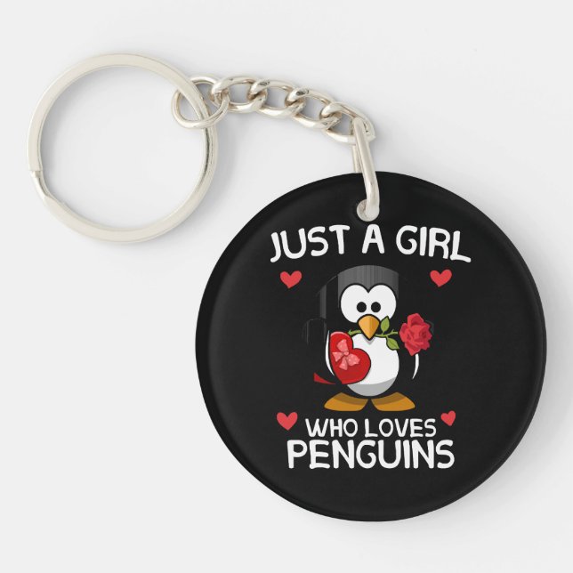 Porte-clefs Juste une fille qui aime les pingouins (Devant)