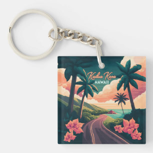 Porte-clefs Kailua Kona Hawaii Big Island Sunset Retro
