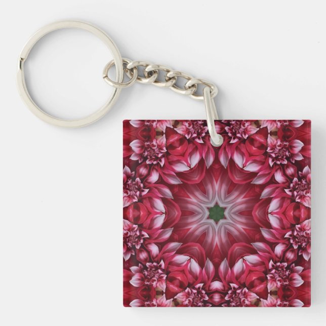 Porte-clefs Kaleidoscopic Crimson Dahlia (Devant)