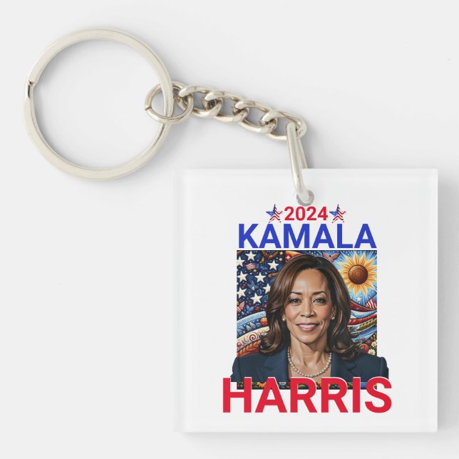 Porte-clefs Kamala Harris 2024 Rouge, Blanc et Bleu (Devant)