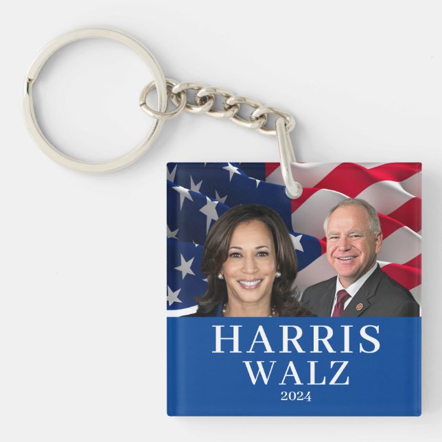 Porte-clefs Kamala Harris Et Tim Walz 2024 (Devant)