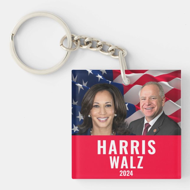 Porte-clefs Kamala Harris Et Tim Walz 2024 (Devant)