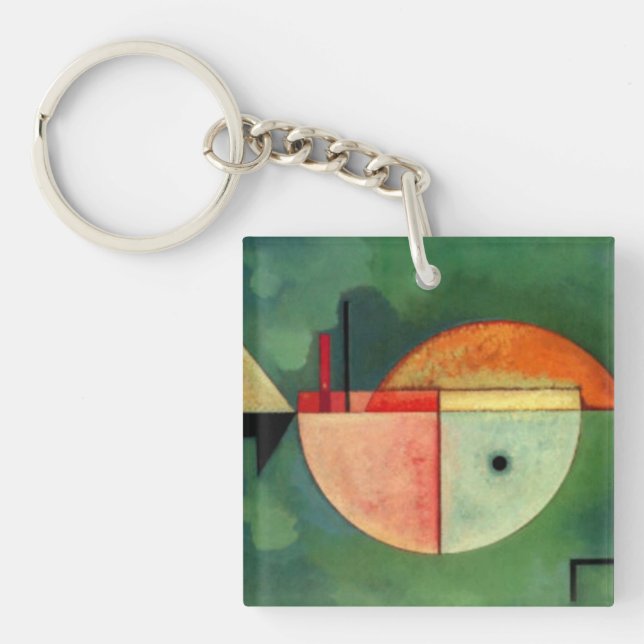 Porte-clefs Kandinsky vers le haut Abstrait peinture verte (Devant)