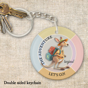 Porte-clefs Kangourou Mignon Voyageur L'Aventure Commence
