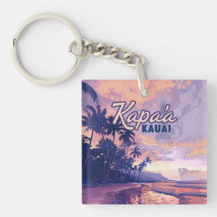 Porte-clefs Kapaa Kauai Hawaii Beach Coucher de soleil Palmier