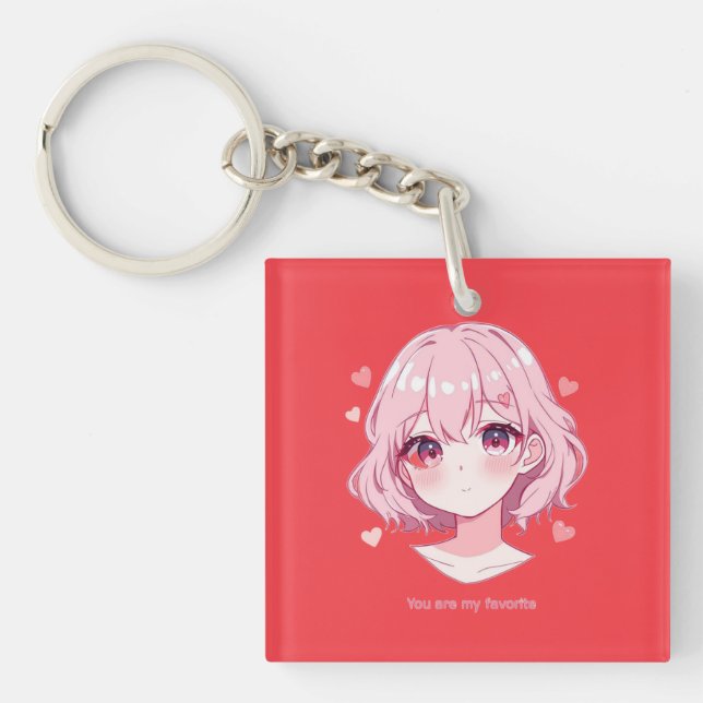 Porte-clefs Kawaii Anime Girl Valentine Sweatshirt (Devant)