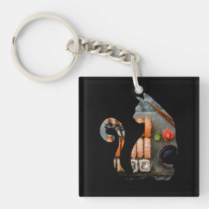 Porte-clefs Kawaii Chat Manger Ramen nouilles Japonais Anim