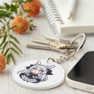 Porte-clefs Kawaii Chibi Neko Gothique Lolita Acrylique