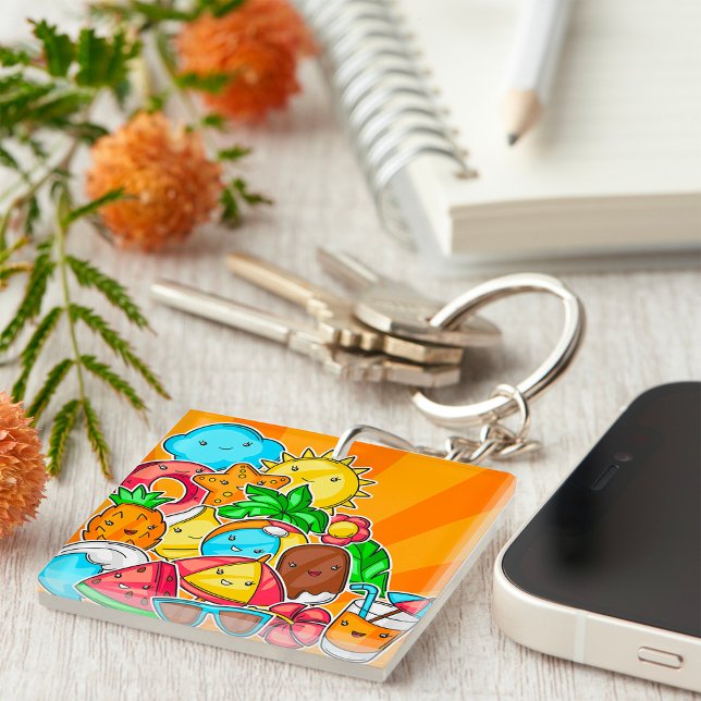 Porte-clefs Kawaii Dessins Été Plage et Tropical (Créateur téléchargé)