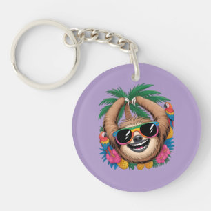 Porte-clefs Kawaii Paresseux Tropical – Vibrations Été Douces