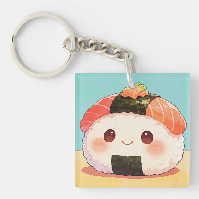 Porte-clefs Kawaii Salmon Nigiri Keychain (Devant)