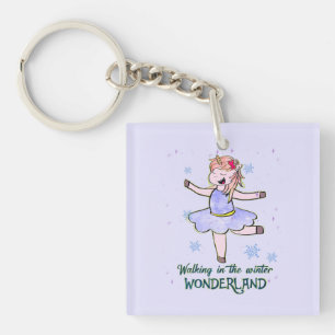 Porte-clefs Kawaii Unicorn Marcher en hiver