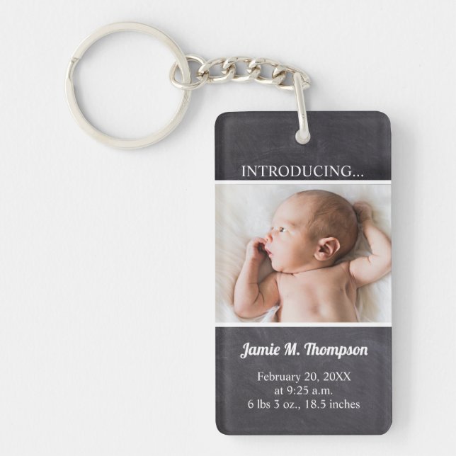Porte-clefs Keepsaké Baby Photo Introduction Baby Custom (Devant)