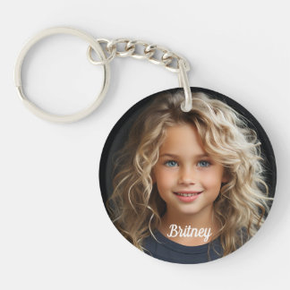 Porte-clefs Keepsake Personalized Child Portrait Name Round