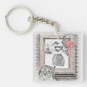Porte-clefs Keeshond Noël hiver fenêtre Peinture Chien Art