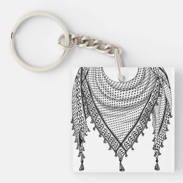 Porte-clefs Keffiyeh Écharpe palestinienne tissu traditionnel (Devant)