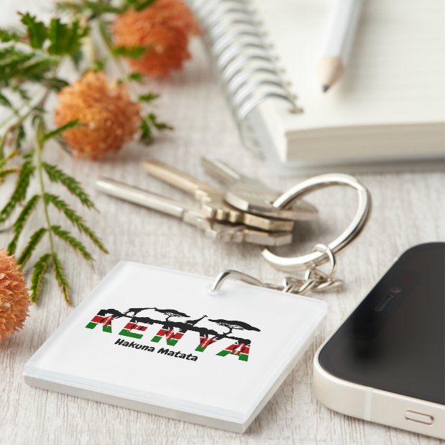 Porte-clefs Kenya Hakuna Matata Acrylic Keychain. (Devant Droit)