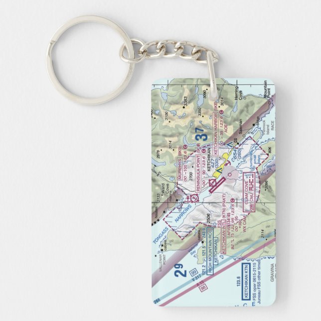 Porte-clefs Ketchikan Int. Carte d'aéroport / diagramme de tax (Devant)