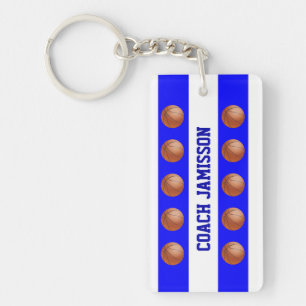 Porte-clefs Key chain, Blue/White for Basketball Coach, Player