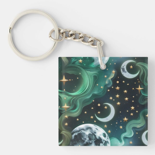 Porte-clefs Keychain - Emerald Green Celestial Moon (Devant)