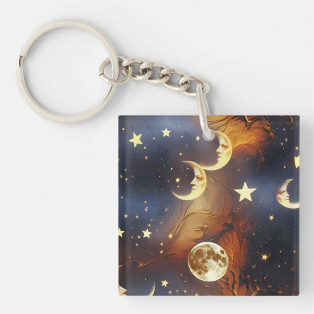 Porte-clefs Keychain - Fiery Orange Celestial Moon (Devant)