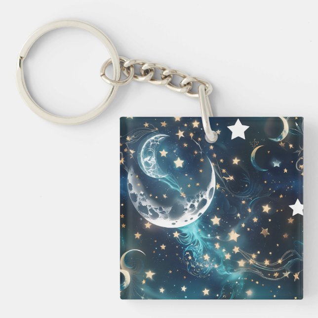 Porte-clefs Keychain - Icy Blue Celestial Moon  (Devant)