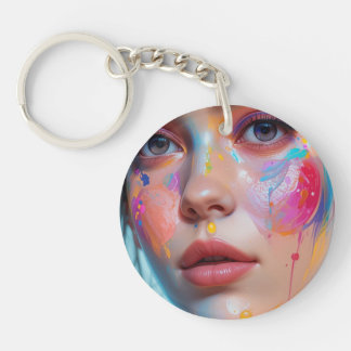Porte-clefs Keychain with a colorful girl's face