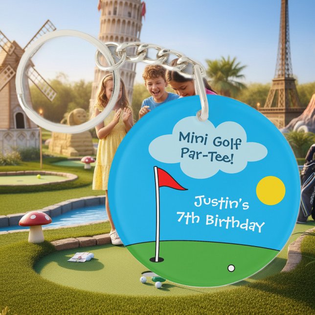 Porte-clefs Kid's miniature golf Birthday party keychain gift (mini golf keychain)