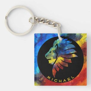 Porte-clefs King of the jungle watercolor name monogram