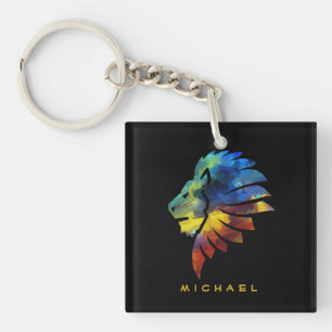 Porte-clefs King of the jungle watercolor name monogram
