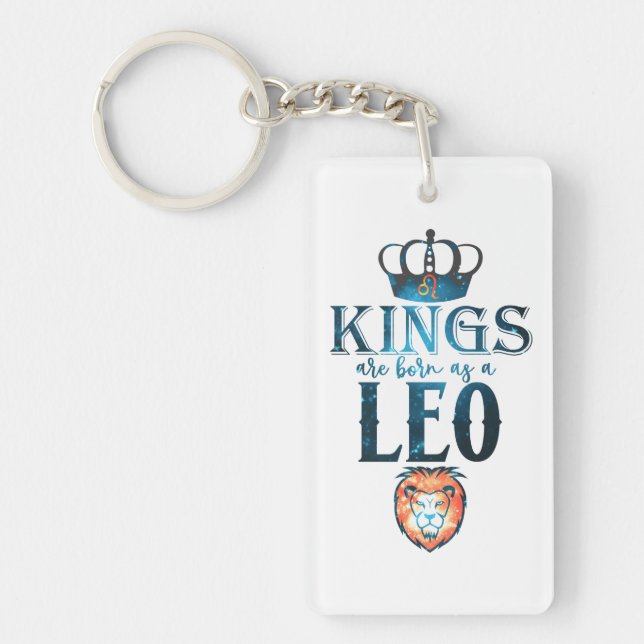 Porte-clefs KINGS est né comme LEO Zodiac Sign Juillet Août (Devant)