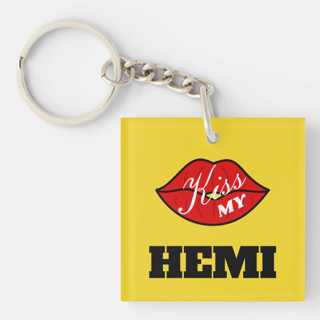 Porte-clefs Kiss My Hemi Power Jaune Veste Challenger (Devant)