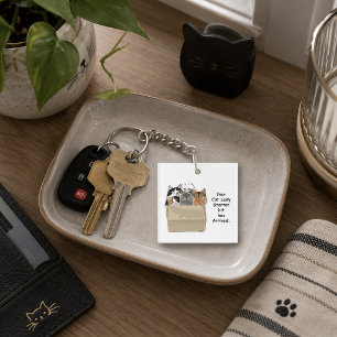 Porte-clefs Kit de démarrage de Dame aux chats humoristique Bl