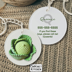 Porte-clefs Kitschy Modern Granny Garden Crochet Nom du chou