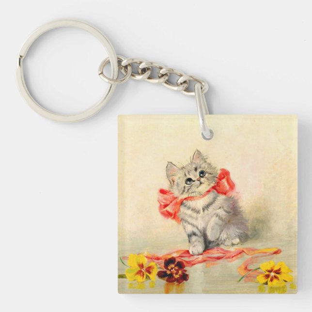 Porte-clefs Kitten avec ruban rouge (Devant)