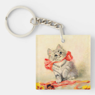 Porte-clefs Kitten avec ruban rouge